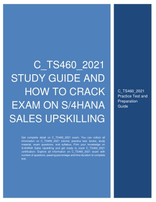 C_TS460_2021 Study Guide and How to Crack Exam on S4HANA Sales Upskilling