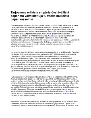 Tarjoamme erilaisia ympäristöystävällisiä paperista valmistettuja tuotteita muke