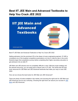 Best IIT JEE Main and Advanced Textbooks to Help You Crack JEE 2022