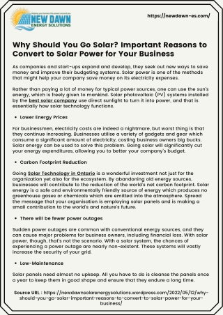 Why Should You Go Solar Important Reasons to Convert to Solar Power for Your Business