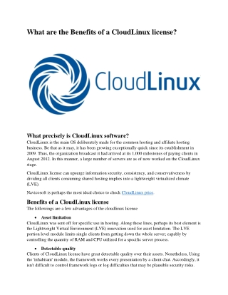 What are the Benefits of a CloudLinux license