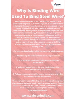 Why Is Binding Wire Used To Bind Steel Wire