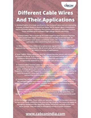 Different Cable Wires And Their Applications