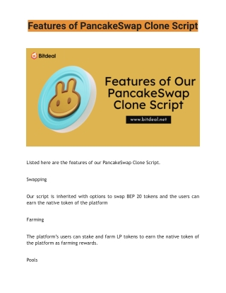 Features of PancakeSwap Clone Script