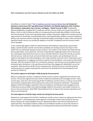 NLP in Healthcare and Life Sciences Market worth $4.3 billion by 2026