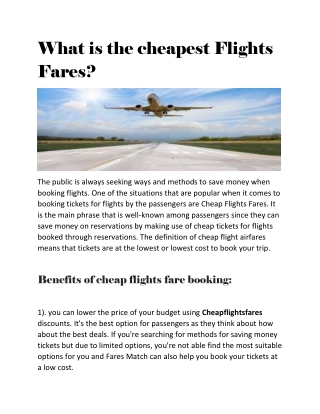 What is the cheapest Flights Fares