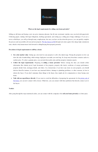 What are the legal requirements for selling your house privately
