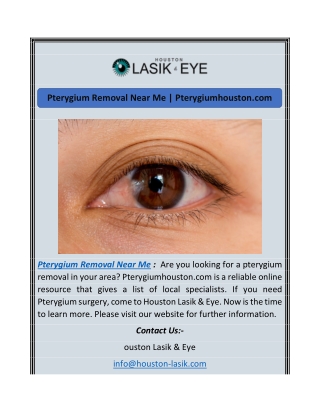 Pterygium Removal Near Me | Pterygiumhouston.com