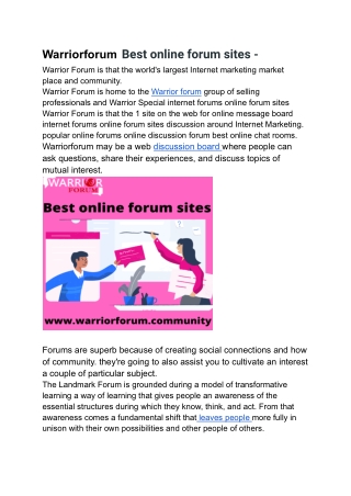 Warriorforum Best online forum sites -