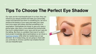 Tips To Choose The Perfect Eye Shadow