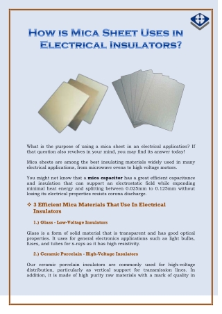 How is Mica Sheet Uses in Electrical Insulators?