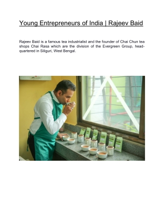Young Entrepreneurs of India  | Rajeev Baid