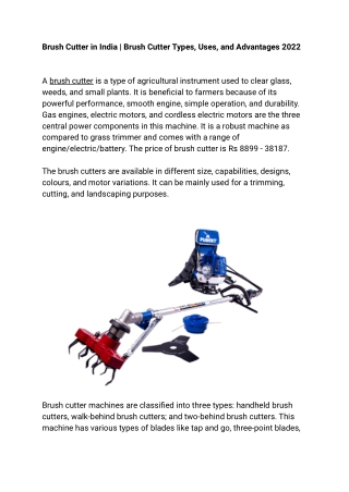 Brush Cutter in India | Brush Cutter Types, Uses, and Advantages 2022