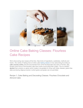 Make a Flourless Cake with Online Cake Baking Classes!