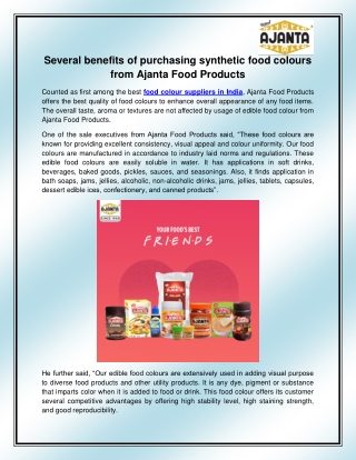 Food Colour Suppliers in India