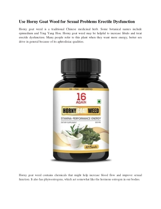 Use Horny Goat Weed for Sexual Problems Erectile Dysfunction