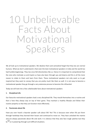 10 Unbelievable Facts About Motivational Speakers