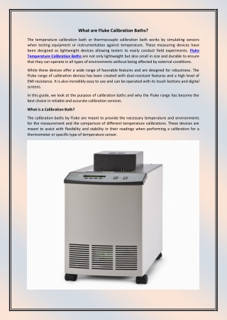 What are Fluke Calibration Baths