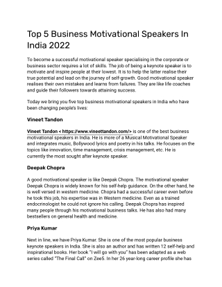 Top 5 Business Motivational Speakers In India 2022