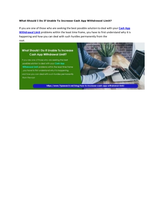What Should I Do If Unable To Increase Cash App Withdrawal Limit?