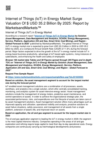 Internet of Things (IoT) in Energy Market Surge Valuation Of USD 35.2 billion