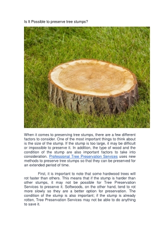 Is It Possible to preserve tree stumps-converted