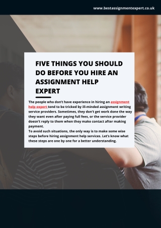 Five things you should do before you hire an assignment help expert