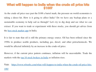 What will happen to India when the crude oil price hits $100