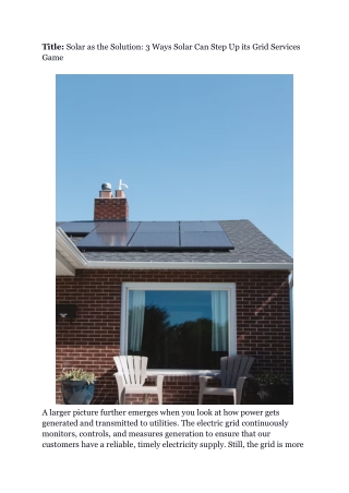 Solar as the Solution_ 3 Ways Solar Can Step Up its Grid Services Game
