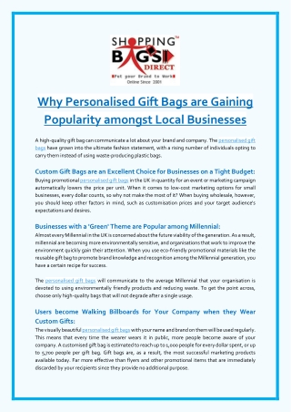 Why Personalised Gift Bags are Gaining Popularity amongst Local Businesses