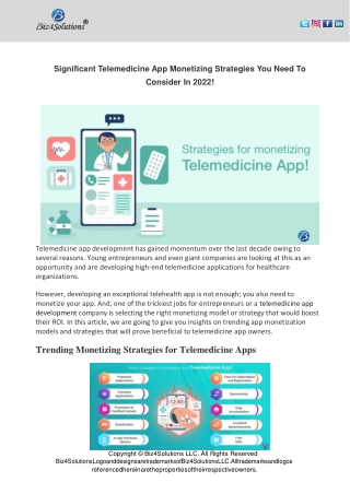 How to Monetize your Telemedicine / Telehealth App in 2022?