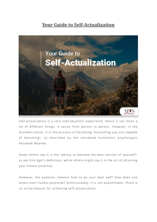Your Guide to Self Actualization