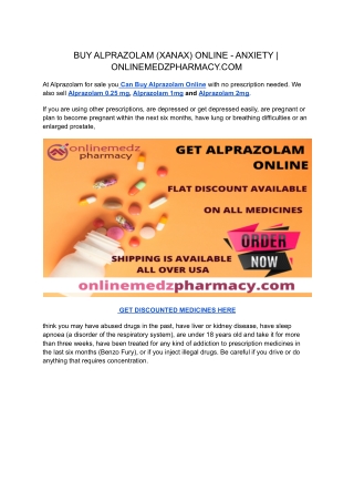 BUY ALPRAZOLAM (XANAX) ONLINE - ANXIETY _ ONLINEMEDZPHARMACY