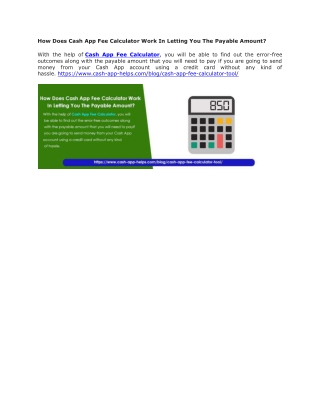 How Does Cash App Fee Calculator Work In Letting You The Payable Amount