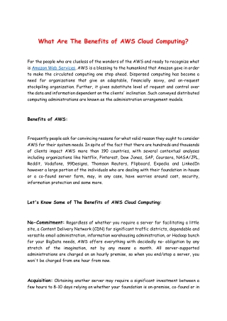 What Are The Benefits of AWS Cloud Computing