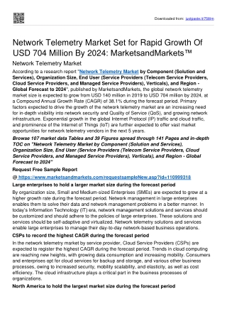 Network Telemetry Market Is Poised To Grow At A CAGR of 38.1% to 2024: MnM