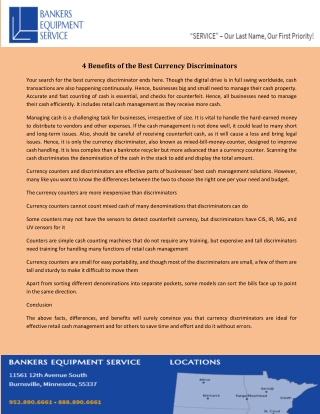 4 Benefits of the Best Currency Discriminators