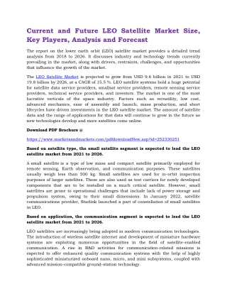 Current And Future LEO Satellite Market Size, Key Players, Analysis and Forecast