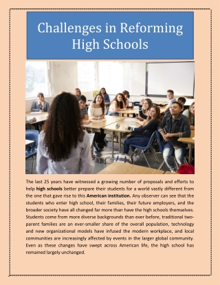 Challenges in Reforming High Schools
