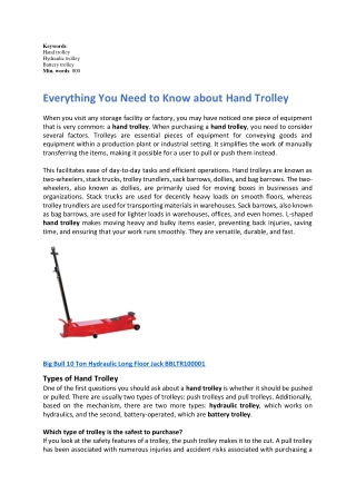 Everything You Need to Know about Hand Trolley