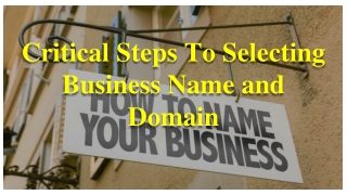 Critical Steps To Selecting An Excellent Business Name and Domain