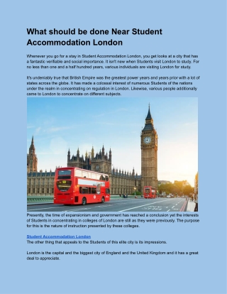 Things to Do Near Student Accommodation London
