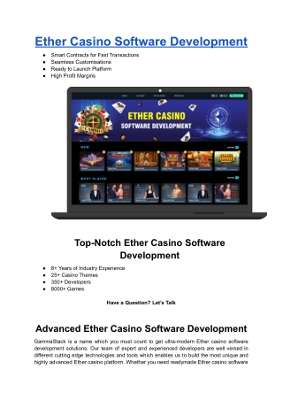 Ether Casino Software Development