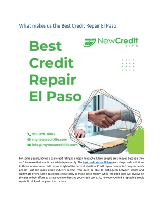 What makes us the Best Credit Repair El Paso