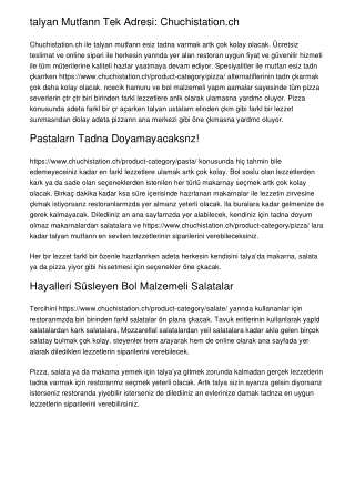 İtalyan Mutfağının Tek Adresi: Chuchistation.ch