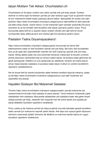 İtalyan Mutfağının Tek Adresi: Chuchistation.ch
