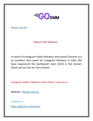 Instagram Indian Followers Smm Panel  Gosmm.in