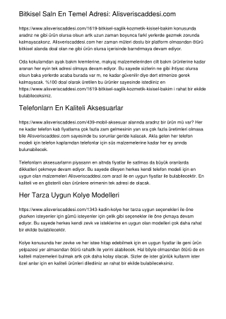 Bitkisel Sağlığın En Temel Adresi: Alisveriscaddesi.com