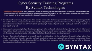 Cyber Security Training Programs