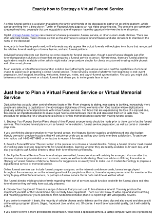 How to Strategy a Digital Funeral Service